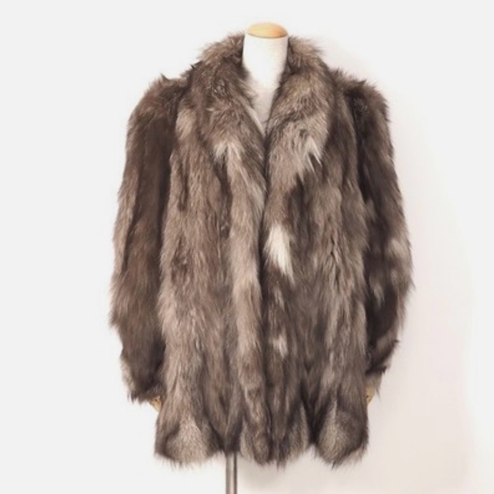 Luxury Real Fox Fur Coat • Gray/Brown • Ultra-Soft • Winter Luxe • Size L
